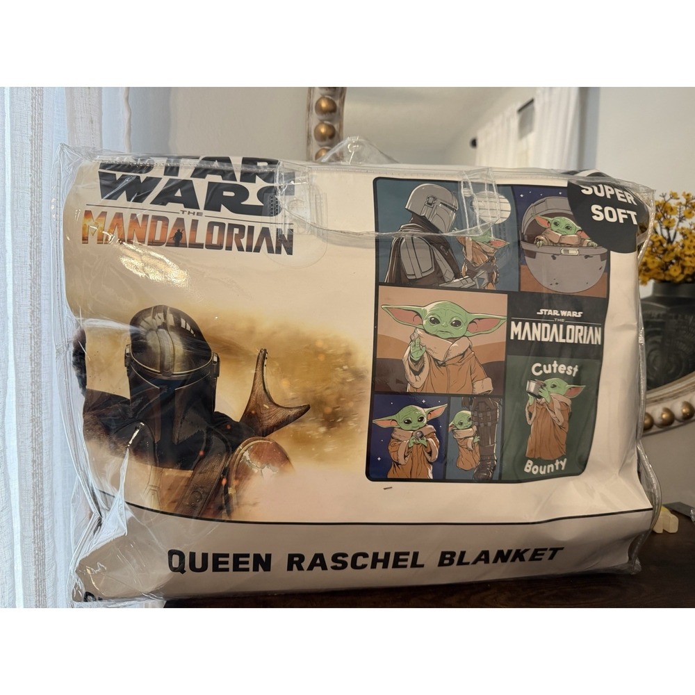 Star Wars Mandalorian Queen Raschel Blanket‎ Grogu Baby Yoda Plush Soft